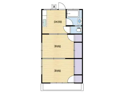 チアキコーポ(2DK/2階)の間取り写真