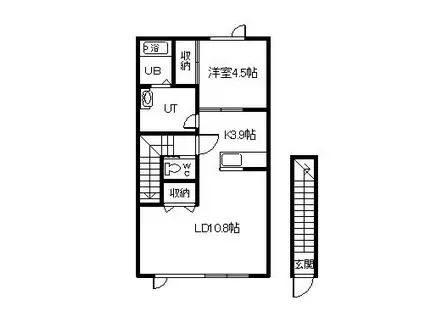 ライズ1(1LDK/2階)の間取り写真
