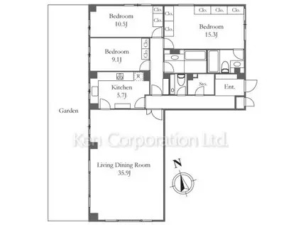AUREOLE GARDENS(3LDK/1階)の間取り写真
