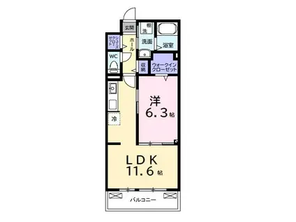 グレースコート10(1LDK/3階)の間取り写真