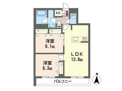 プルニエII(2LDK/3階)の間取り写真