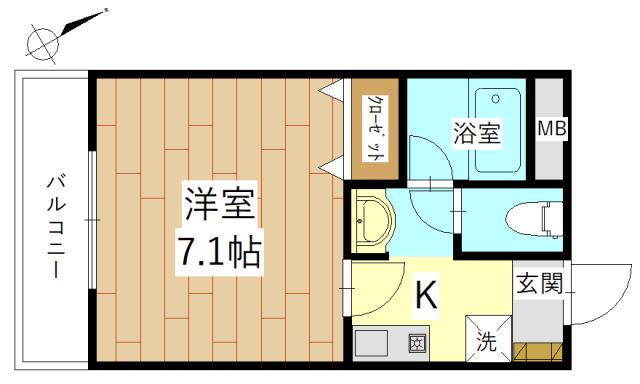 グランディール壱番館(1K/5階)の間取り写真