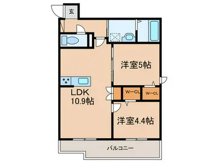 武庫之荘東1丁目ヘーベルメゾン(2LDK/2階)の間取り写真