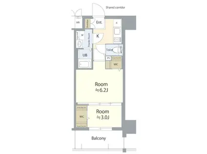 エスリード栄エステージ(2K/6階)の間取り写真