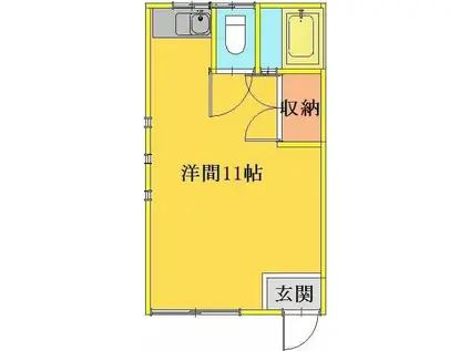 ラヴィア南熊本(ワンルーム/2階)の間取り写真