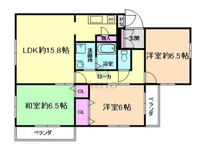 ガーデンハイツオカマチ(3LDK/2階)の間取り写真