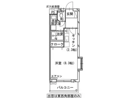 グランシャリオⅡ(1K/2階)の間取り写真