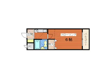 ドミールゆうえん(1K/2階)の間取り写真