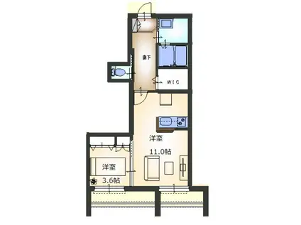 ケーズシティ4(ワンルーム/3階)の間取り写真