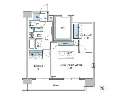 スタイリオ新丸子駅前(2LDK/12階)の間取り写真