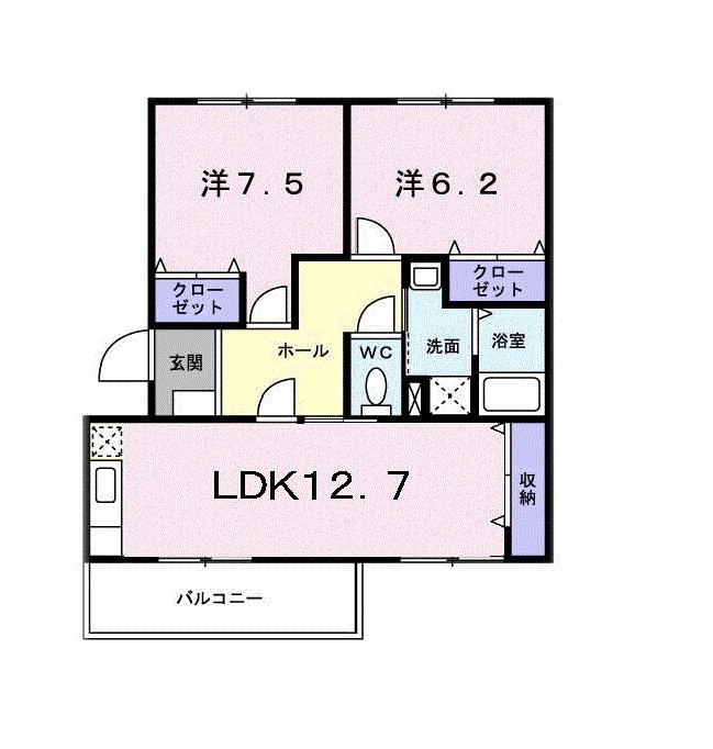 エルディム白楽(2LDK/2階)の間取り写真