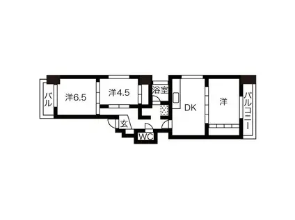 岩倉駅西ビル(3DK/4階)の間取り写真