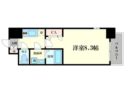 エスリードレジデンス弁天町グランデ(1K/3階)の間取り写真