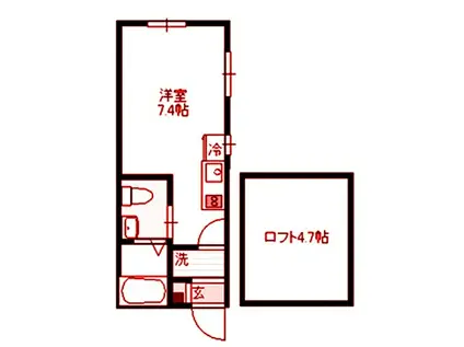 ベイルーム戸塚II(ワンルーム/1階)の間取り写真