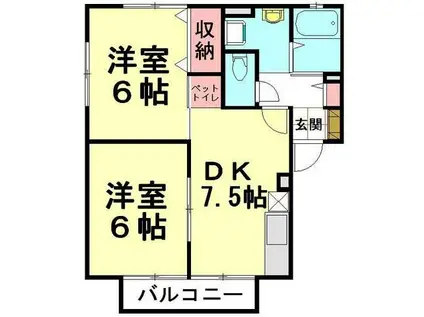 サンシティー本宿II(2DK/2階)の間取り写真