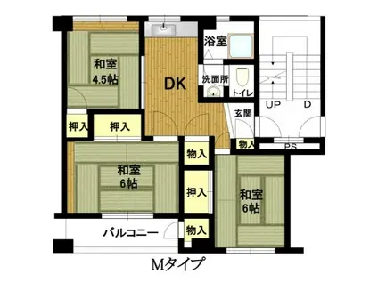 東垂水南 6号棟(3DK/5階)の間取り写真