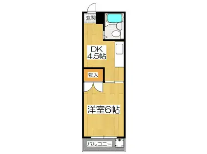 シャトレーヌ葭屋(1DK/4階)の間取り写真