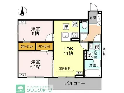 エリシアガーデン(2LDK/1階)の間取り写真