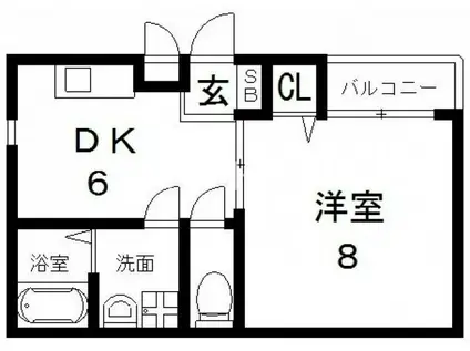 ノイヴェル布施(1DK/1階)の間取り写真