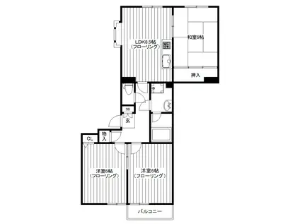テラスコート上北沢(3LDK/2階)の間取り写真