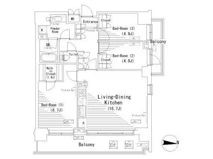 パークアクシス辰巳ステージ(3LDK/5階)の間取り写真