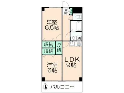 グリーンライト(2DK/3階)の間取り写真