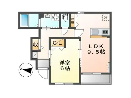 メルベール・クレシア(1LDK/1階)の間取り写真