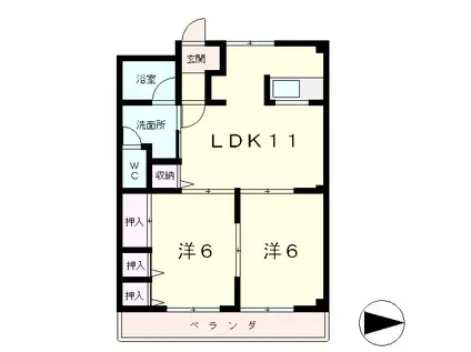 カーサエスペランサ(2LDK/1階)の間取り写真