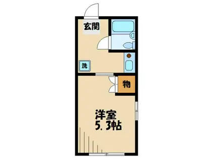 ハピネス中町(1K/2階)の間取り写真