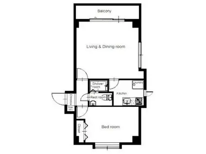 ベルメゾン東麻布(1LDK/3階)の間取り写真
