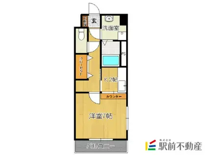 シャンベルジュKT(1K/4階)の間取り写真