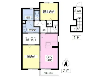 シャルマン(2DK/2階)の間取り写真