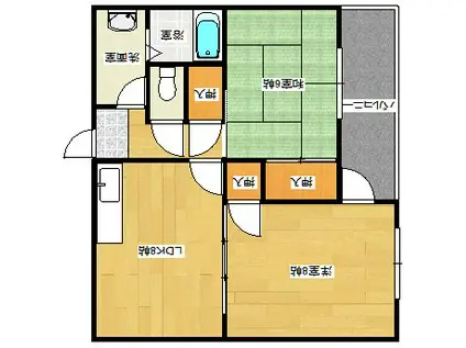 ＪＲ山陽本線 天神川駅 徒歩18分 3階建 築30年(2LDK/2階)の間取り写真