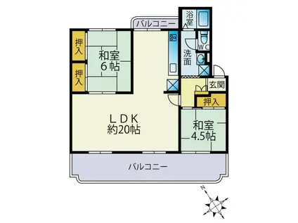 室見団地8棟(2LDK/5階)の間取り写真