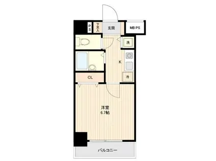 メインステージ日本橋人形町(1K/6階)の間取り写真