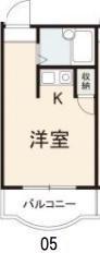 ＪＲ高徳線 昭和町駅(香川) 徒歩4分 5階建 築38年(1K/2階)の間取り写真