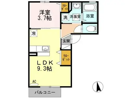 アズール・マム(1LDK/1階)の間取り写真