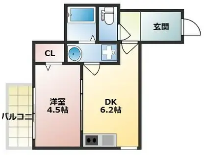 SUNMARK次郎丸III(1DK/2階)の間取り写真