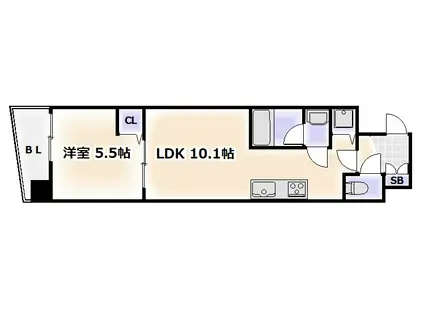 GLANZ(1LDK/2階)の間取り写真