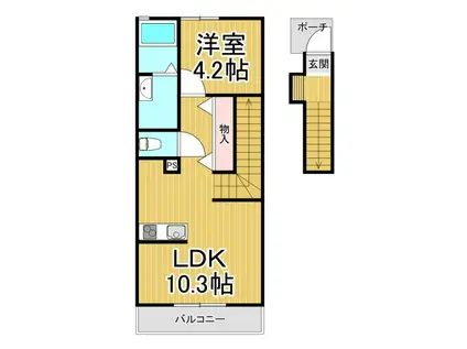 SERENO参番館(1LDK/2階)の間取り写真