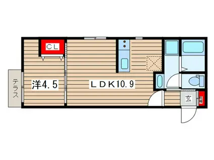 LA PETIT JARDIN(1LDK/1階)の間取り写真