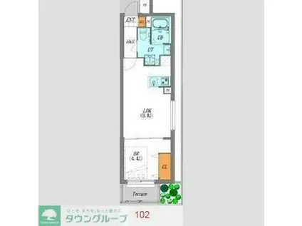 ルオーレ池上(1LDK/1階)の間取り写真