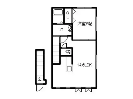  ヴェルヒュッテ留萌本町(1LDK/2階)の間取り写真
