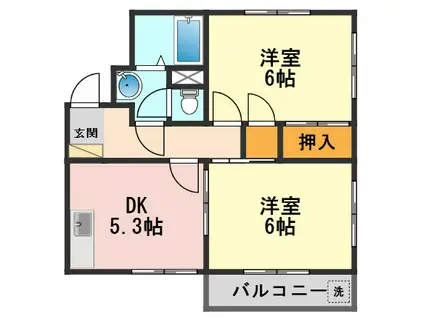 日のでアパルトマン(2K/3階)の間取り写真