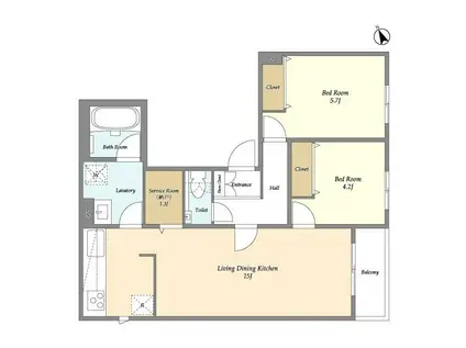 AMIS学芸大学(2SLDK/1階)の間取り写真