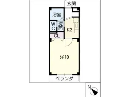 リバトーン風詩回廊(1K/2階)の間取り写真