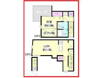 カシェット(1LDK/1階)の間取り写真