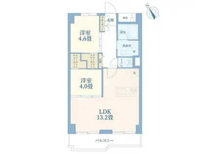 築地永谷コーポラス(2LDK/6階)の間取り写真