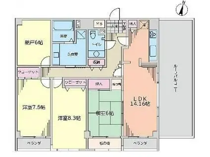 メイツ新宿なつめ坂(3SLDK/6階)の間取り写真