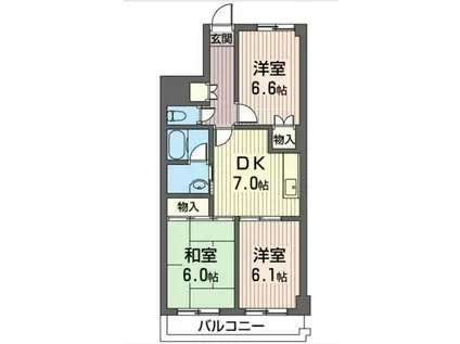 マンション田島(3DK/3階)の間取り写真